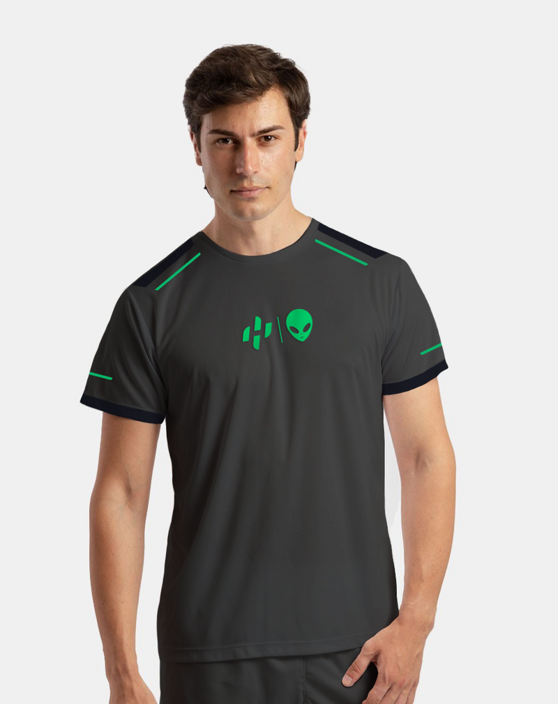 Load image into Gallery viewer, Hirostar Alien Padel T-shirt Tolito Aguirre Donker Grijs Groen
